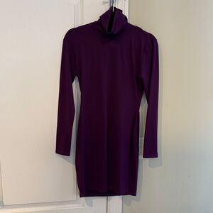Purple Long Sleeve Turtleneck Dress